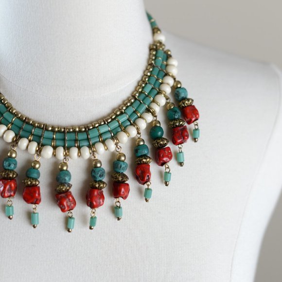 Large Statement Turquoise Necklace - Picture 2 of 7